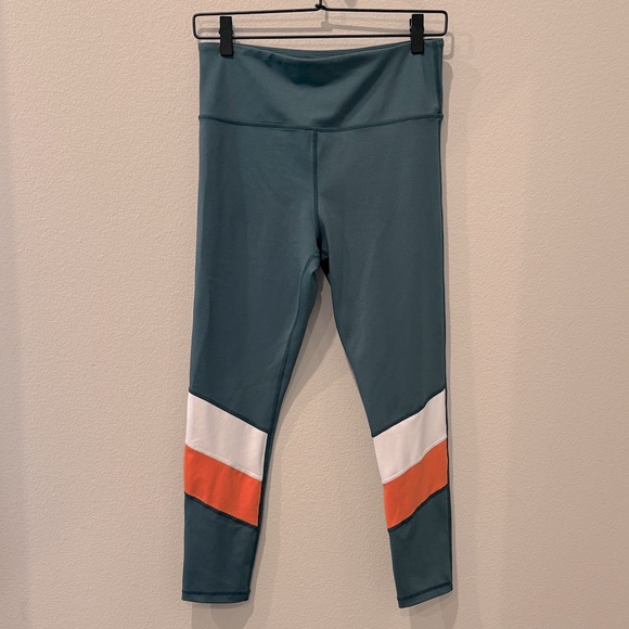 Zyia Active Teal Angle Colorblock Light n Tight 23” leggings Size 8-10 - Picture 1 of 8